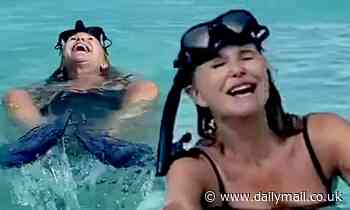 Christie Brinkley sings she's 'Swimmin' In The Rain' in the Caribbean