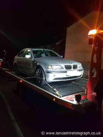 Uninsured, unlicensed Pendle driver reported after passenger shines laser at police car