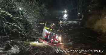Van driver rescued after veering into County Durham river following collision