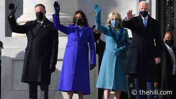 Kamala Harris gives thumbs up after stumble heading to inauguration
