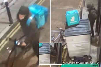 Disgusting moment Deliveroo driver poos outside shop while delivering food - The Sun