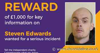 £1,000 reward for information on wanted man Steven Edwards