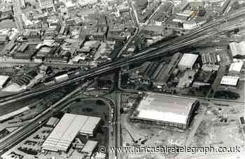 Unusual view of Darwen Street from the air 30 years ago