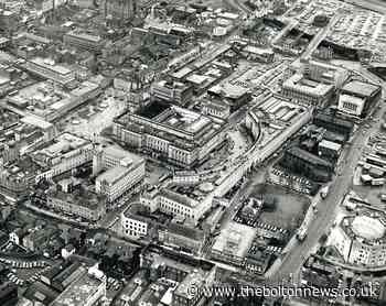 Bird's eye view of Bolton town centre from the air, 1981 - The Bolton News