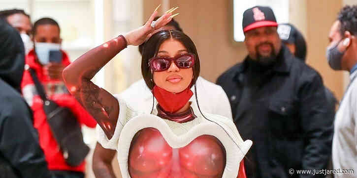 Cardi B's Red Semi-Sheer Dress Is Turning Heads During Shopping Trip at Bottega Veneta!