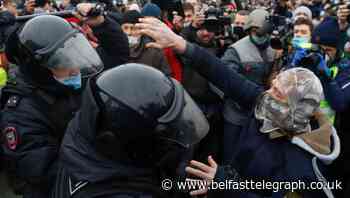In Pictures: Fury in cities across Russia over opposition leader’s arrest