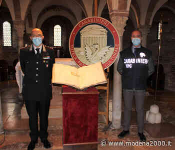 Restituito alla Diocesi di Modena – Nonantola manoscritto del Seicento trafugato in epoca sconosciuta - Modena 2000