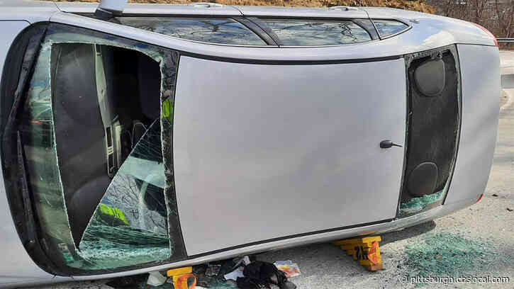 Crews Rescue Passengers Trapped Inside Vehicle After Rollover Crash