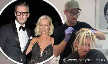 Denise Van Outen give fans a glimpse of her 'lockdown salon' as she gets her highlights done at home
