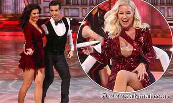Dancing On Ice stars Denise Van Outen and Becky Vardy catch the eye in elegant burgundy dresses