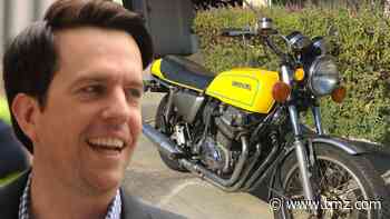 Ed Helms Unloading Honda Bike He Drove to Auditions