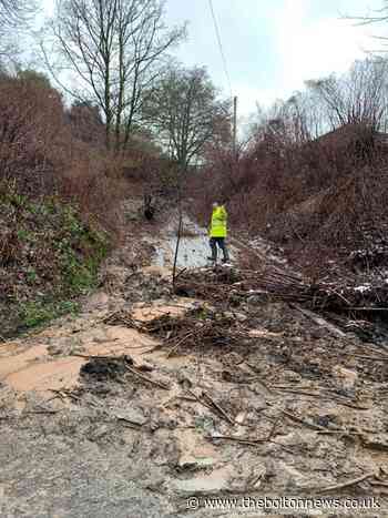 Landslide which happened after arrival of Storm Christoph forced Quarry Road in Kearsley to close