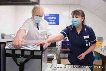 Boris Johnson visits The Hive Covid-19 vaccination centre