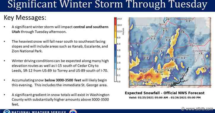 There’s a winter storm warning in central and southern Utah