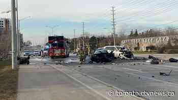 Male critically injured after two-vehicle crash in Mississauga