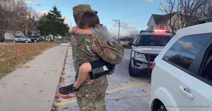 Watch: Little Boy Jumps Out Car Window Moment He Sees Air Force Dad