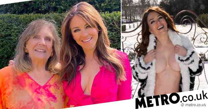 Liz Hurley reveals 80-year-old mum took topless snow photos, not her son Damian: ‘Not sure if that puts minds at rest or not’