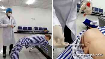 China's New Anal Swab COVID Testing Demonstrated on Dummy