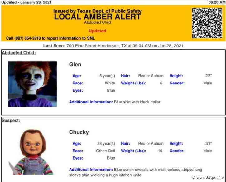 Texas Amber Alert says character from 'Child's Play' was kidnapped