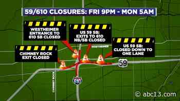 Houston traffic: Weekend closures include lane closures on US-59 Southwest Freeway at 610 West Loop - KTRK-TV