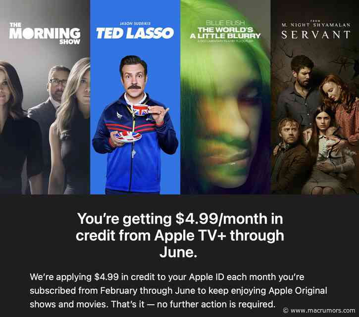 Apple Extends Monthly Credit Deposits to Apple TV+ Subscribers Through June