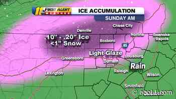 Wintry mix of sleet, snow and freezing rain in North Carolina Sunday could lead to icy spots on the road