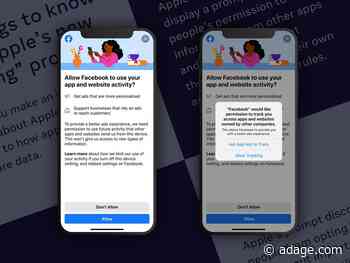 Facebook gives users a new message to consider before seeing Apple's privacy prompt
