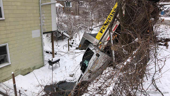 Pittsburgh Public Works Salt Truck Crashes Over Hillside On South Side Slopes