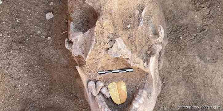 Archaeologists have discovered an Egyptian mummy buried with a golden tongue