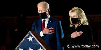 Biden pays respects to Capitol Police Officer Brian Sicknick as he lies in honor at Rotunda