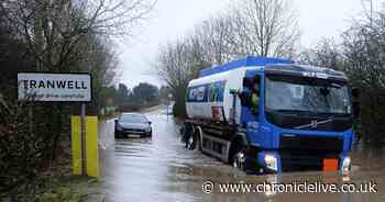 Heavy rain and melting snow brings flooding in Northumberland and Durham