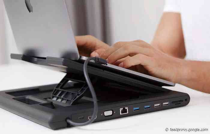 TopWork tablet and laptop stand with integrated USB-C hub