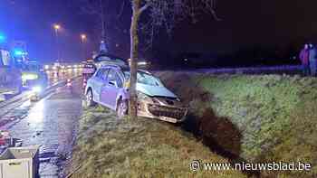 Bestuurder gewond: auto ramt vrachtwagen en belandt tegen boom - Het Nieuwsblad