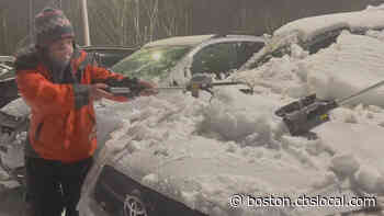 Rhode Island Boy Cleans Hospital Workers’ Cars After Snowstorm - CBS Boston