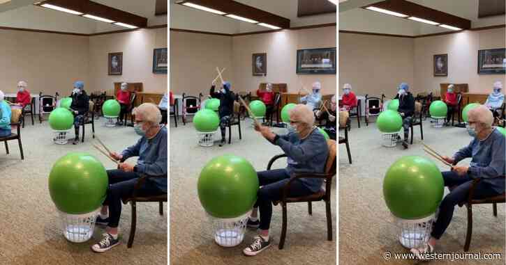 Watch: Senior Living Center Comes Up with Creative Way for Residents to Drum and Exercise