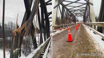 Village in northwestern B.C. cut off to vehicles after snowplow badly damages bridge