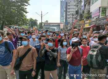 Thousands protest Myanmar coup as generals shut down internet