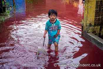 Indonesian village turns red as floods hit batik dye manufacturing hub