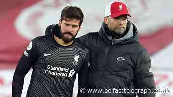 Jurgen Klopp speaks to Alisson about the keeper’s ‘killer’ mistakes against City