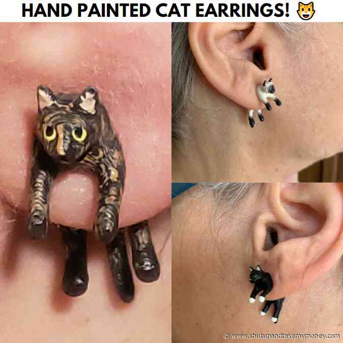 Hand Painted Cat Earrings