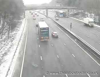 Car crash on the M25 near Enfield this morning