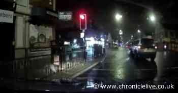 Police release footage after two vehicles crash into car before fleeing