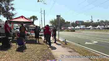 Fans celebrate Super Bowl outside Tampa stadium