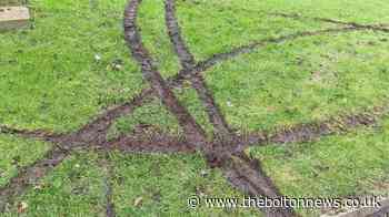 Off-road bike rider rips up patch of land on Piggott Street, Farnworth
