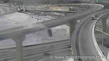 In Video: Truck plunges 70 feet off motorway