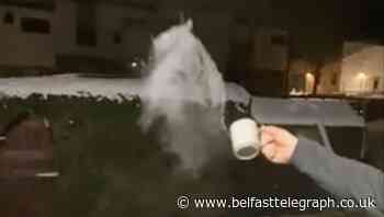 Northern Ireland man amazed as Scottish cold snap freezes water in mid-air