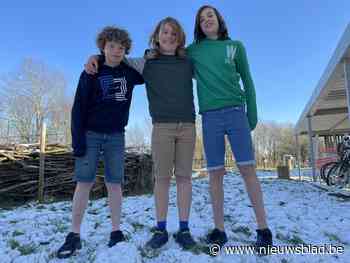 Wiebe (10), Berre (11) en Pierre (11) dragen altijd een korte broek, zelfs bij min zeven graden: “Spelen houdt ons warm”