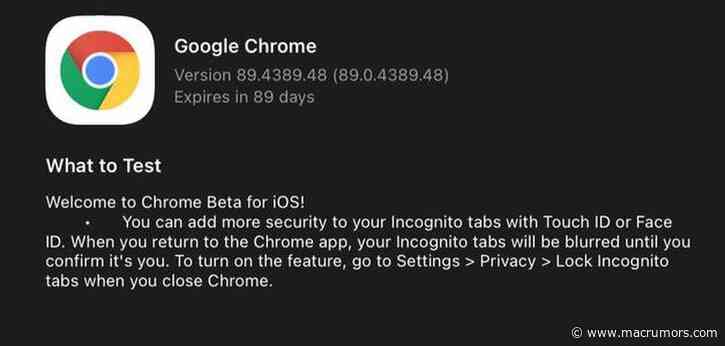 Google Chrome Beta on iOS Lets You Lock Incognito Tabs With Face ID