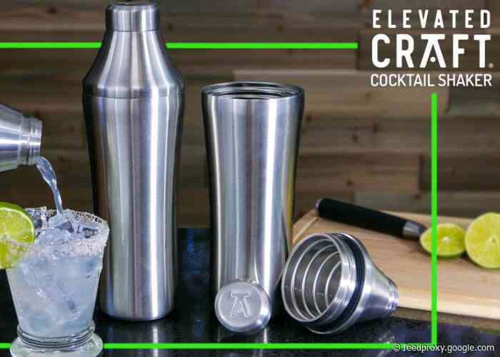 Elevated Craft professional cocktail shaker with integrated measuring top