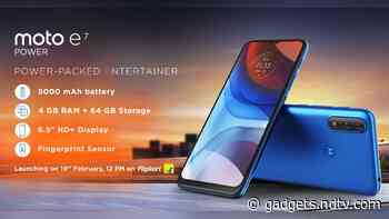 Moto E7 Power India Launch Confirmed for February 19, Will Pack 5,000mAh Battery and Dual Rear Cameras